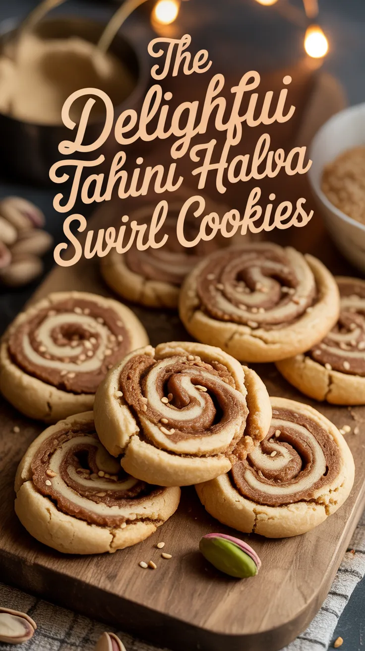Imagine biting into a soft, chewy cookie that’s swirled with luscious tahini and flecks of halva. The combination of textures and flavors creates a deliciously complex dessert that stands out from traditional cookies and is sure to impress.
