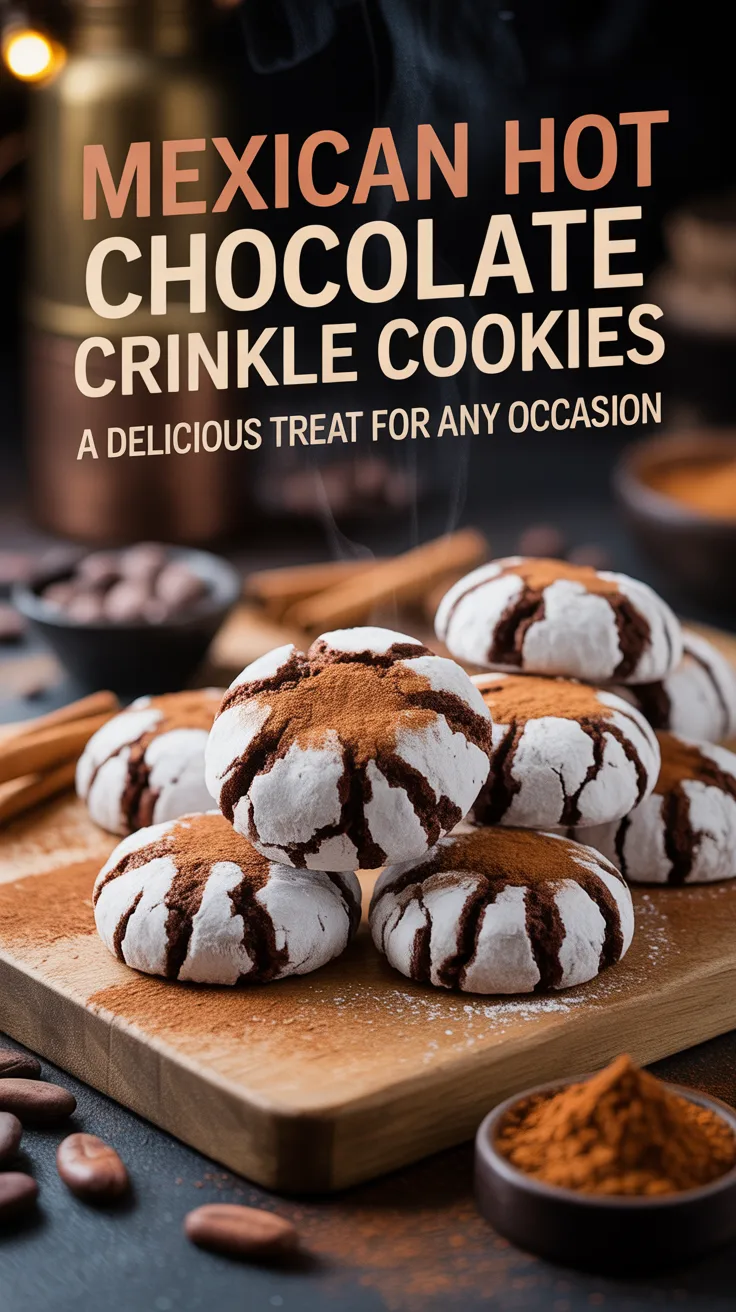 Experience the bold flavors of Mexican Hot Chocolate Crinkle Cookies, where rich chocolate meets a delightful kick of spices. These cookies bring a warm twist to a classic treat, making them an irresistible addition to any dessert table or celebration.