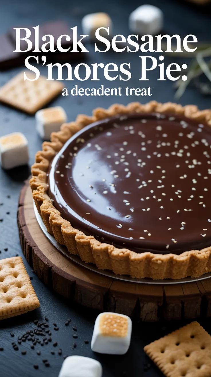 Indulge in a sophisticated twist on a classic campfire favorite with this Black Sesame S’mores Pie. The nutty richness of black sesame combines seamlessly with layers of chocolate and marshmallow, creating a decadent dessert experience.