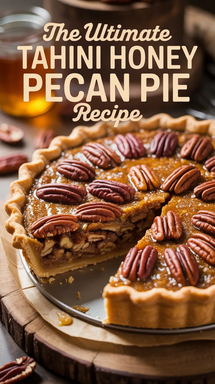 Experience a modern twist on a classic dessert with this Tahini Honey Pecan Pie, where the rich, nutty flavor of tahini combines beautifully with the sweetness of honey and crunchy pecans for an irresistible treat.