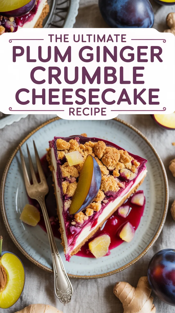 Savor the delightful combination of flavors with a plum ginger crumble cheesecake that offers a unique twist on a classic dessert. With the tart sweetness of plums and the warm kick of ginger, this cheesecake promises a delicious experience that will awaken your taste buds.