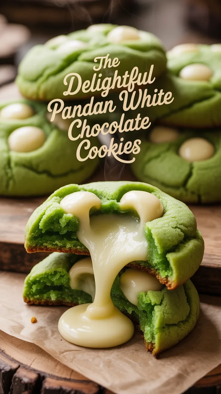 Imagine biting into a soft, chewy cookie that bursts with the sweet, floral notes of pandan, perfectly balanced by the smoothness of white chocolate chunks. Each cookie offers a delightful texture and flavor that will leave you craving more with every bite.