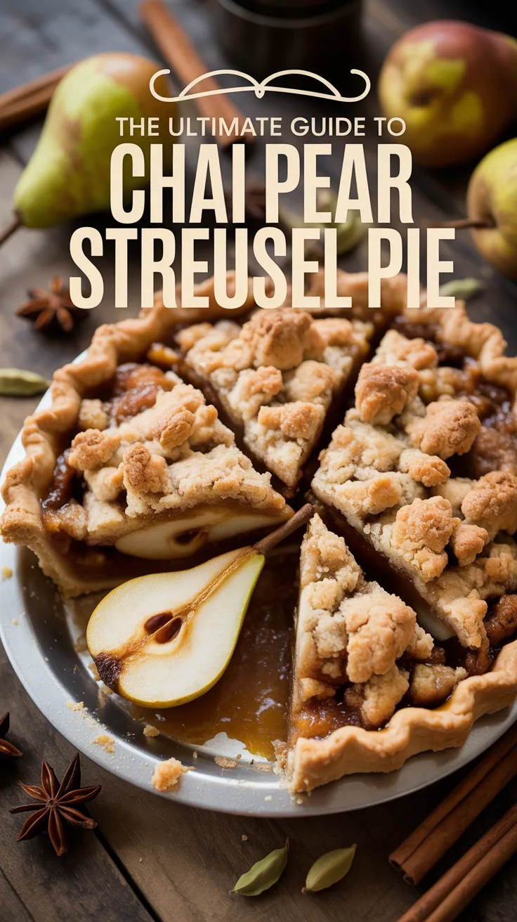 Immerse yourself in the cozy flavors of fall with this Chai Pear Streusel Pie, where fragrant spices meet sweet, juicy pears in a delightful dessert that warms the soul and tantalizes the taste buds.