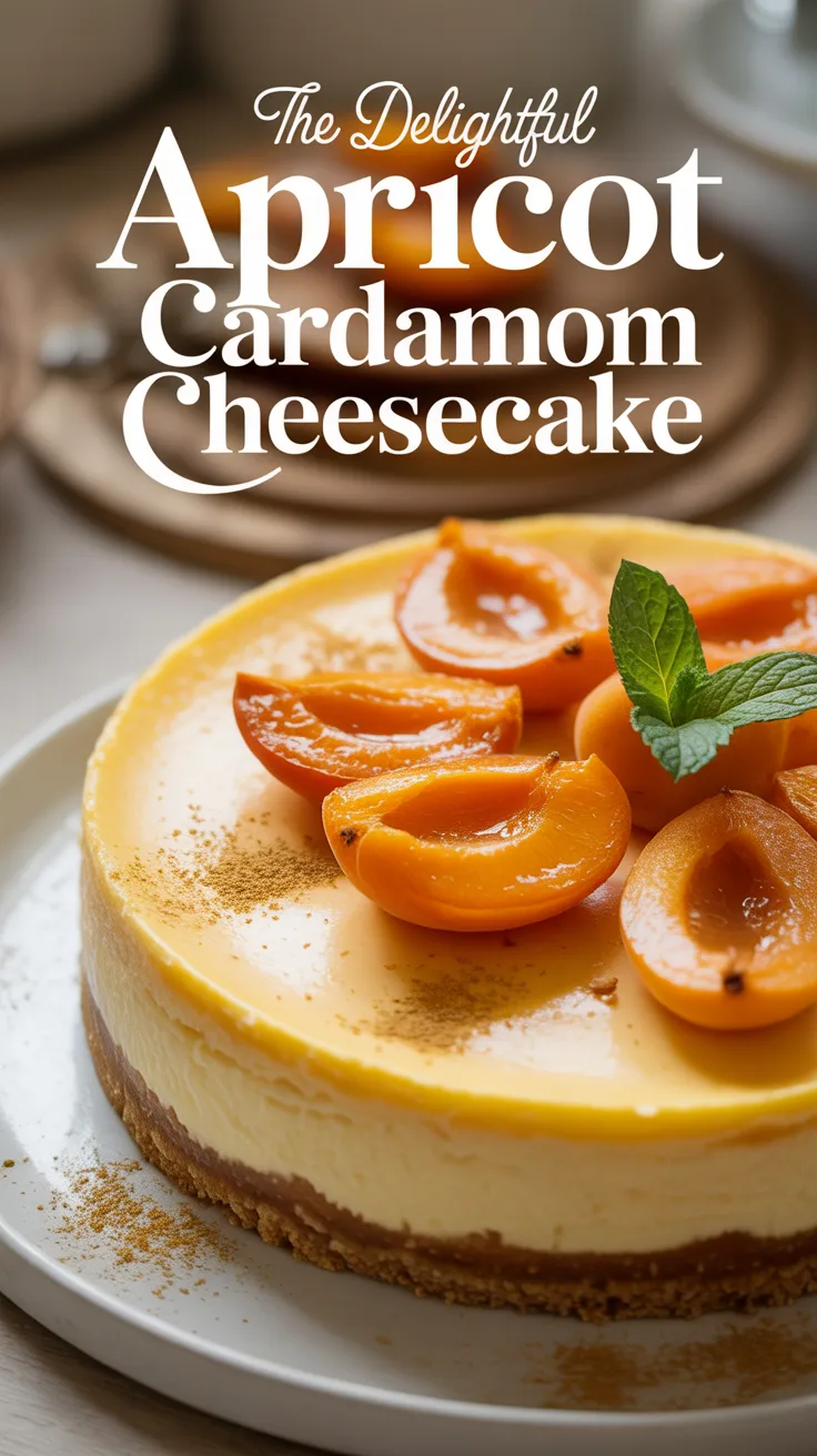 Imagine indulging in a slice where the smooth texture of cheesecake meets the juicy burst of apricot, creating a delightful contrast that tantalizes the palate. The subtle warmth of cardamom rounds out the flavors, making every bite a delicious adventure.