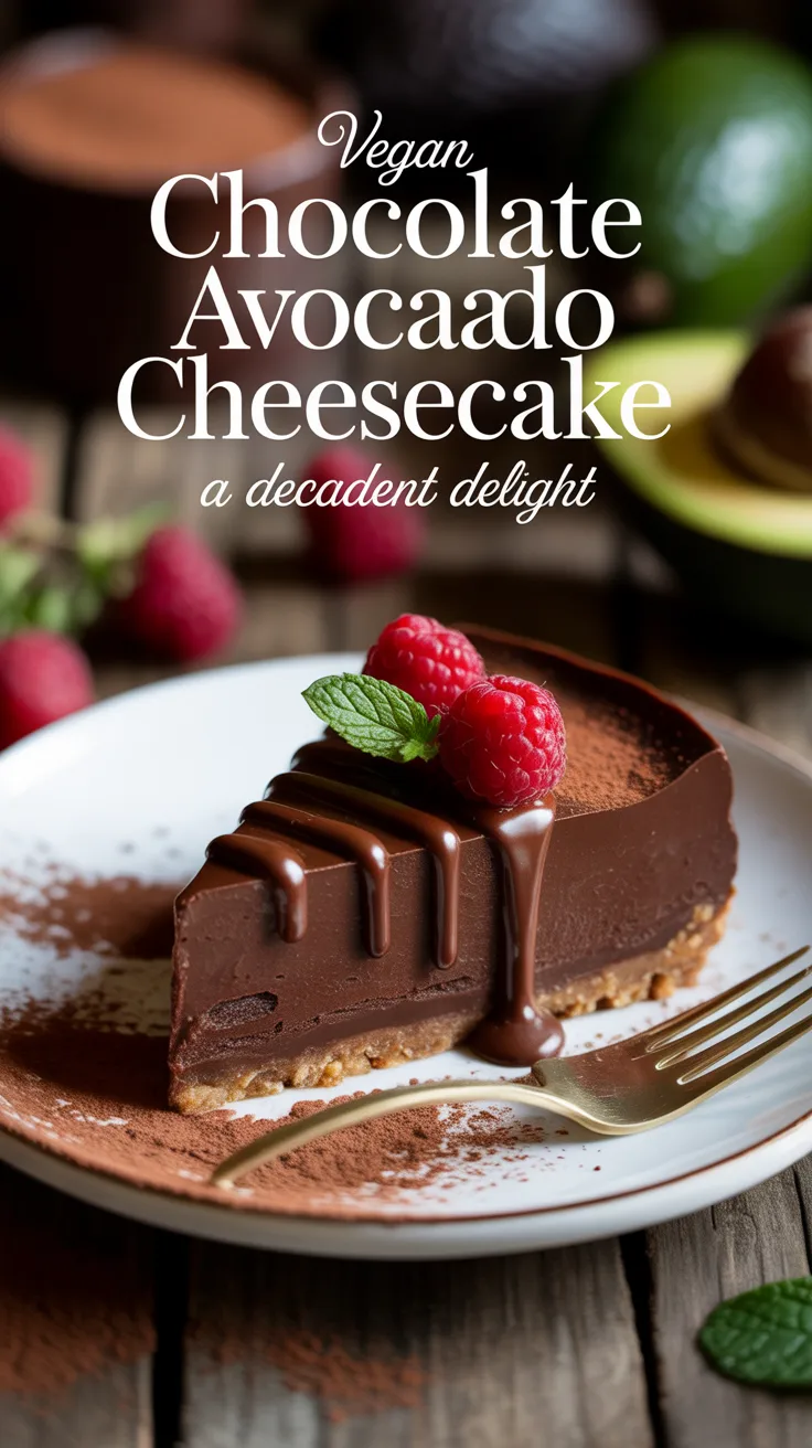Indulge in a dessert that combines richness and healthiness in a luscious vegan chocolate avocado cheesecake. This guilt-free treat has a creamy texture that will leave your taste buds dancing with joy.