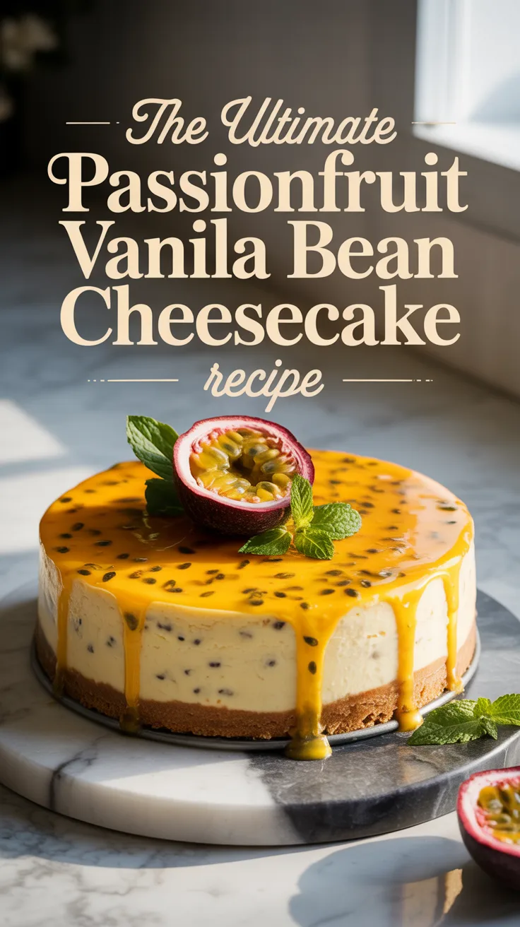 Experience a tropical escape with a passionfruit vanilla bean cheesecake that tantalizes the senses. The tangy sweetness of fresh passionfruit beautifully complements the rich creaminess of cheesecake, resulting in a dessert that is both refreshing and indulgent.