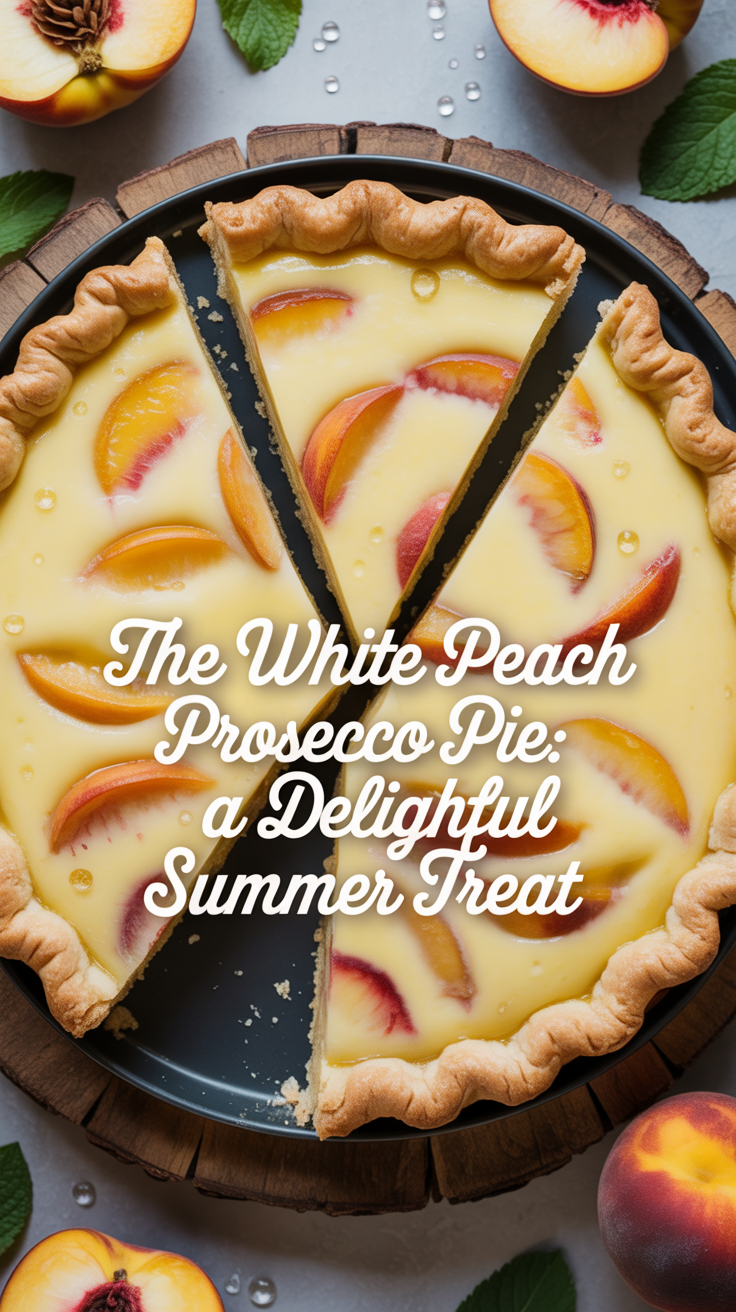 Picture a luscious filling infused with bubbly prosecco, nestled in a buttery crust and adorned with juicy peach slices. Each bite delivers a delightful burst of flavor, transporting you to sun-soaked picnics and joyous celebrations with every forkful.