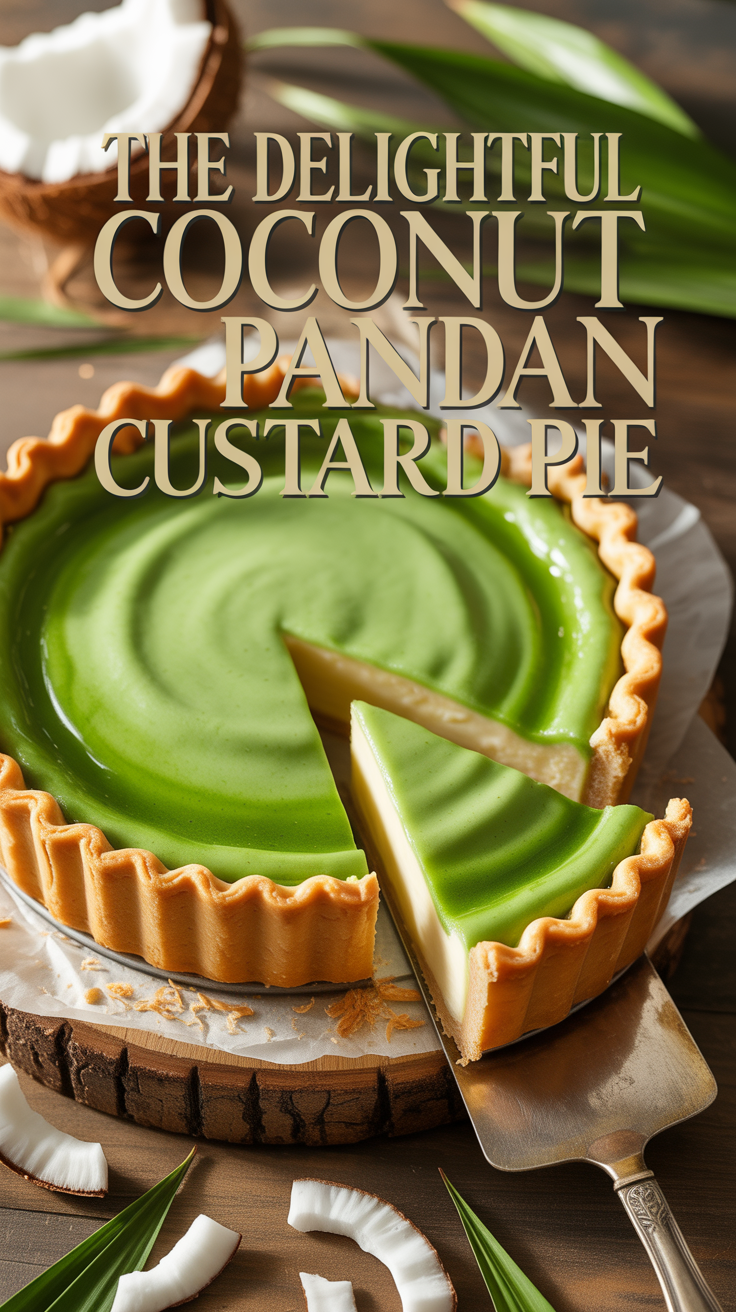 Discover the exotic flavors of Coconut Pandan Custard Pie, a delightful dessert that beautifully combines the rich, creamy texture of coconut with the unique aroma of pandan. This pie is not only visually stunning but also offers a refreshing twist that is sure to surprise and delight your taste buds.