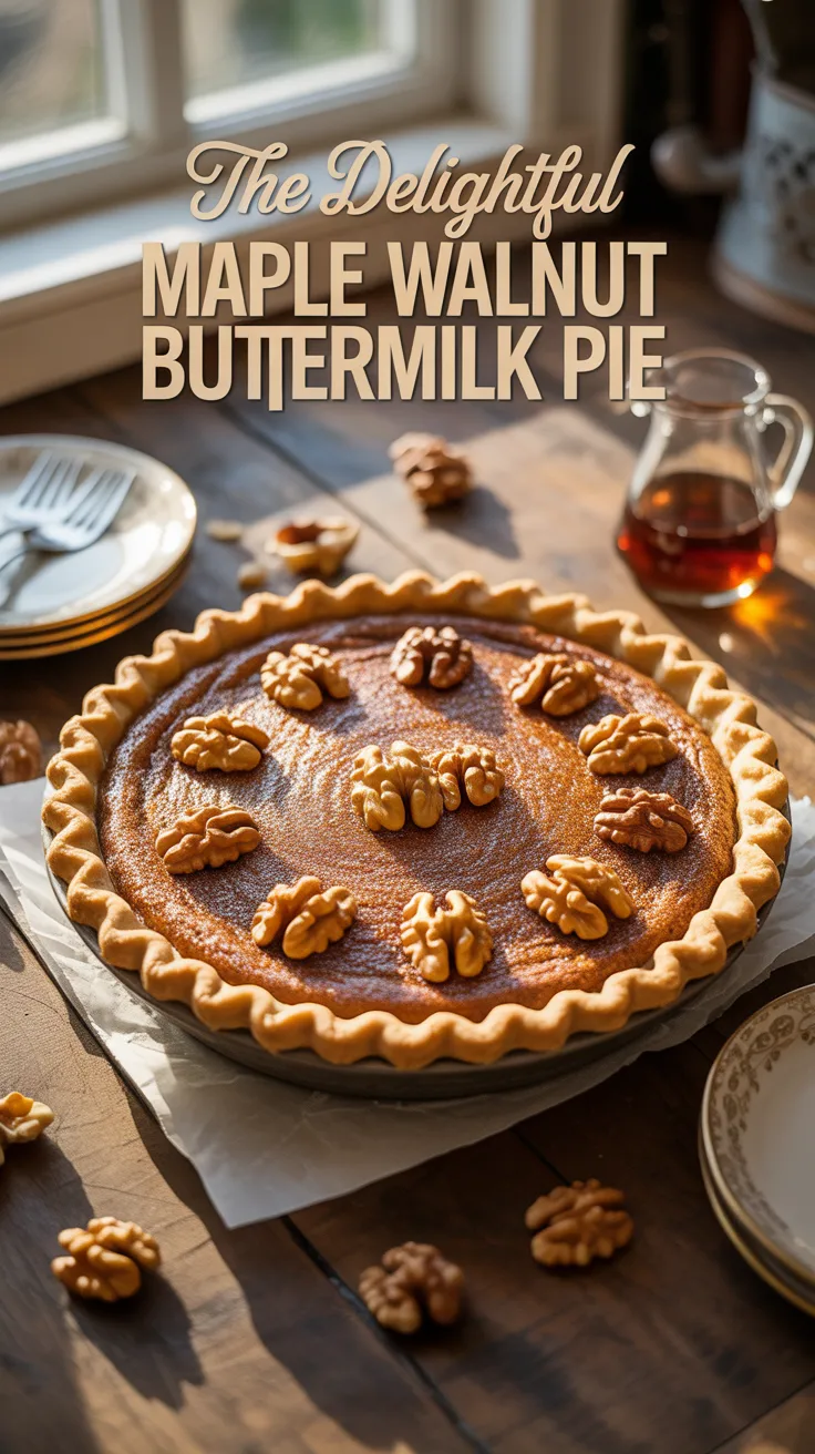 Savor the rich, comforting flavors of The Delightful Maple Walnut Buttermilk Pie, a unique twist on a classic favorite. This dessert beautifully combines sweet maple syrup with crunchy walnuts, creating a harmonious blend that is both indulgent and satisfying.
