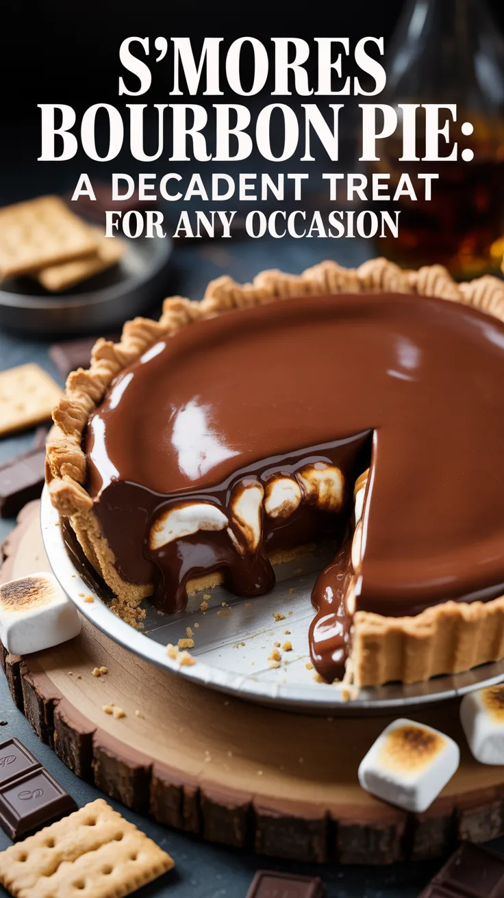Indulge in the rich, smoky flavors of S'mores Bourbon Pie, where classic campfire treats meet the sophistication of a gourmet dessert. This pie combines the nostalgia of s'mores with a splash of bourbon for a grown-up twist that will elevate any gathering.