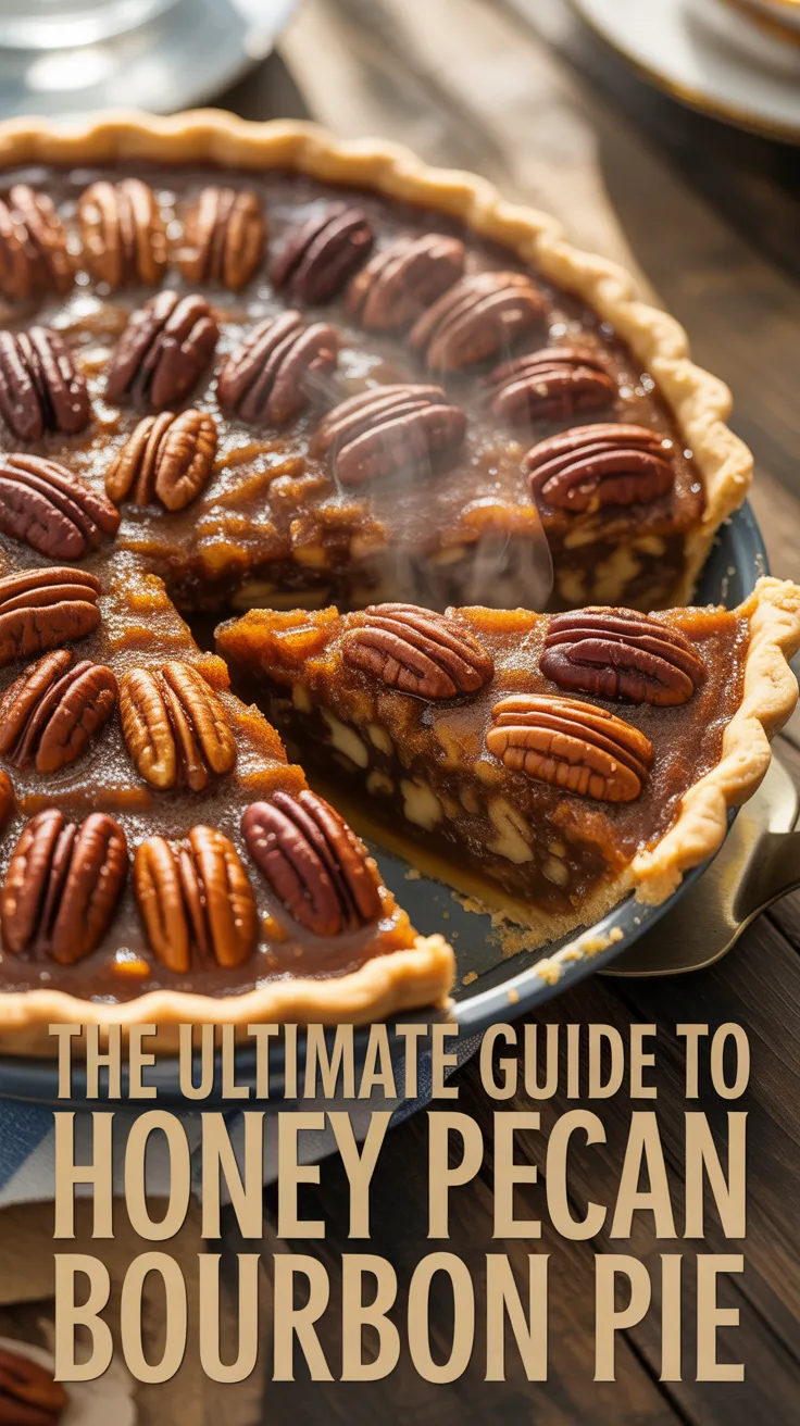 Indulge in the rich, nutty goodness of Honey Pecan Bourbon Pie, where each slice harmonizes the warmth of bourbon with sweet honey and crunchy pecans. This decadent dessert is a must-try for any sweet tooth!