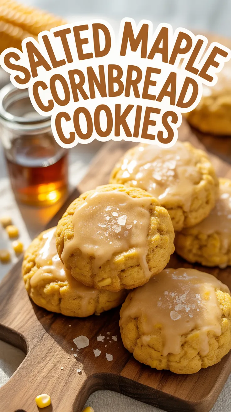 Picture yourself enjoying a warm, soft cookie with a hint of cornmeal texture and a luscious maple glaze. The perfect balance of sweetness and a sprinkle of salt elevates each bite, creating a deliciously addictive snack everyone will love.