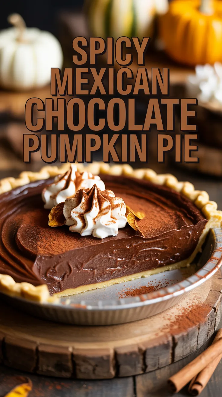 Embrace the unexpected and impress your family and friends with a dessert that's as visually stunning as it is delicious. Spicy Mexican Chocolate Pumpkin Pie invites you to savor the fusion of cultures in every delightful bite.
