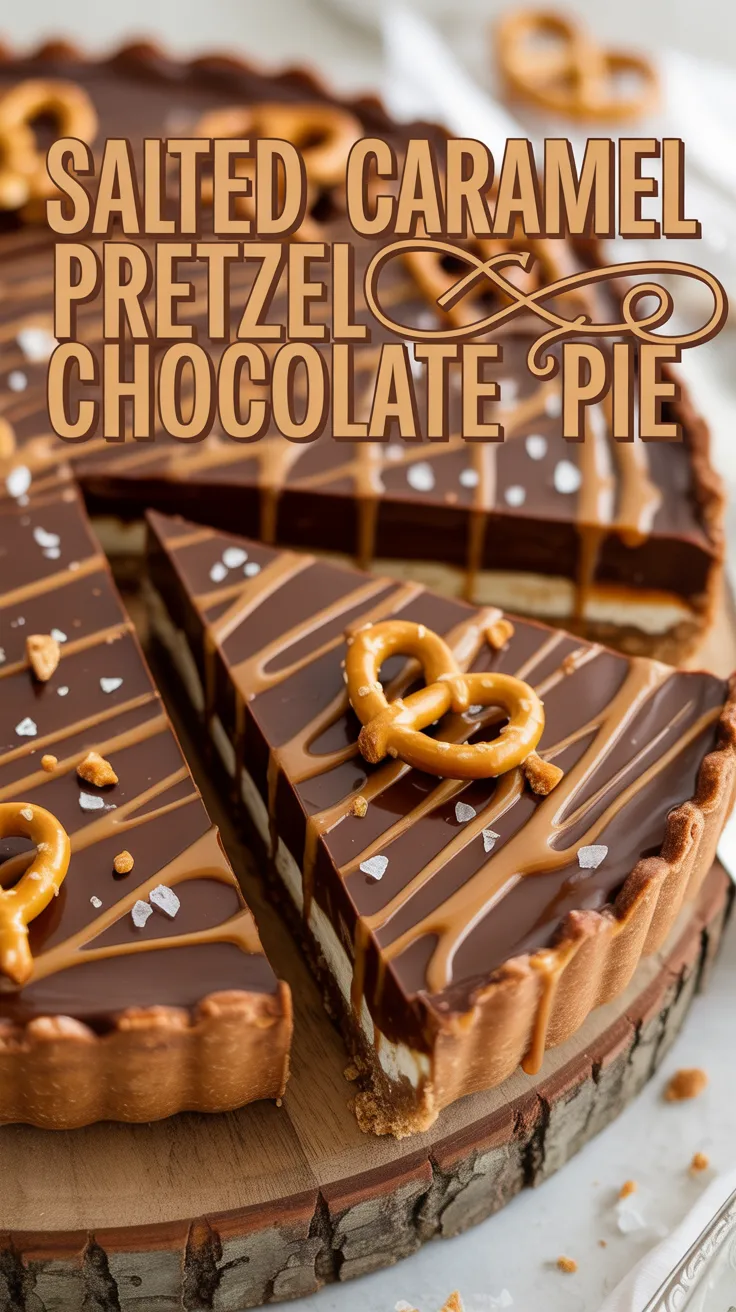 Imagine slicing into a glossy layer of luscious chocolate ganache, complemented by a homemade salted caramel sauce that pools at the bottom, adding a luxurious sweetness with every bite. This pie is more than a dessert; it’s a celebration of textures and tastes.