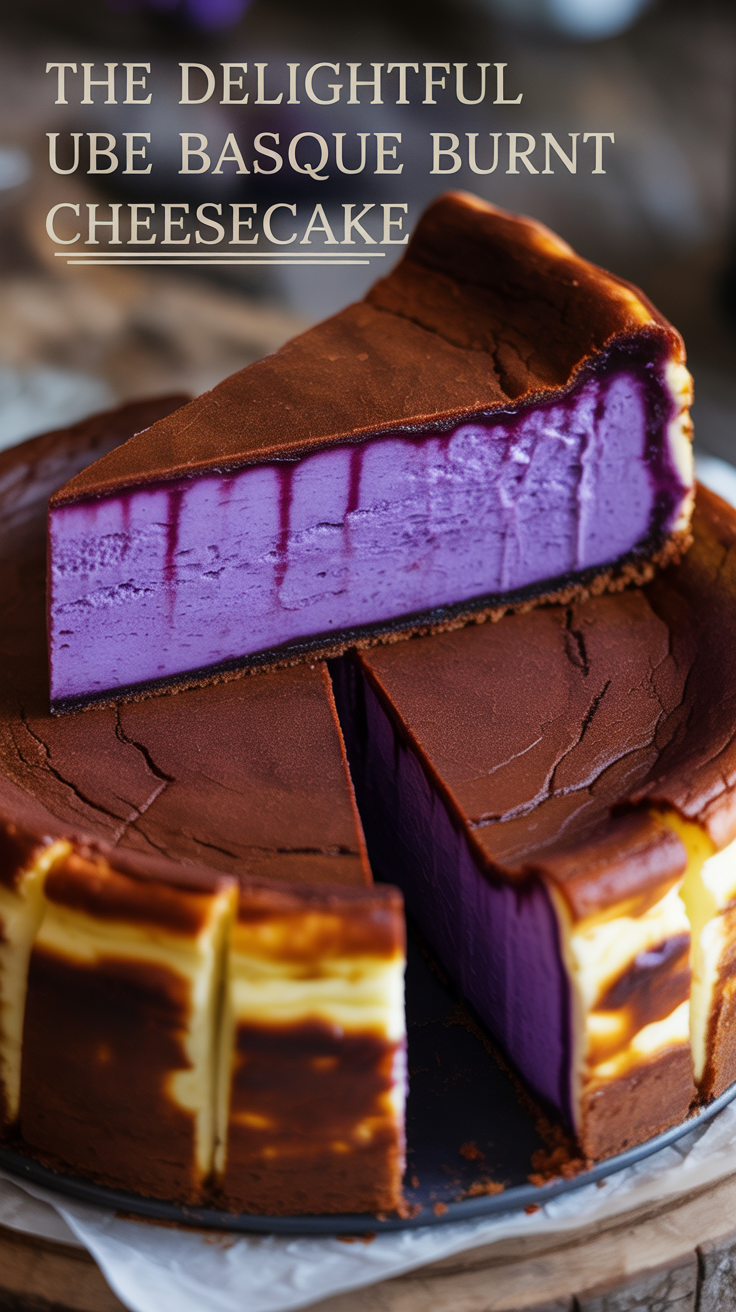 Whether serving it at an intimate gathering or showcasing it at a larger celebration, this ube Basque burnt cheesecake is sure to leave an impression, turning every occasion into a memorable feast.