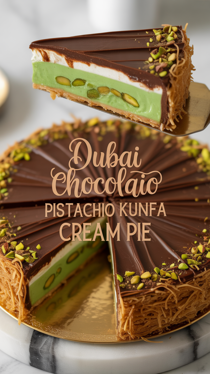 As you slice into this decadent pie, the delicate aroma of rose water mingles with the warmth of toasted nuts, inviting your senses to embark on a flavorful journey. Each bite offers a delightful contrast of textures, from the crispness of the kunafa to the luscious creaminess of the filling. It’s a fusion that marries tradition with innovation in the most delicious way.