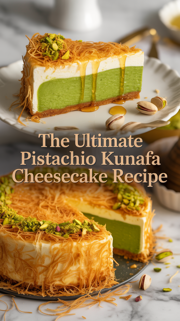 Indulge in the perfect fusion of textures with our Ultimate Pistachio Kunafa Crunch Cheesecake. Imagine a creamy cheesecake adorned with layers of nutty pistachios and the irresistible crunch of kunafa, all harmonizing in one decadent dessert.