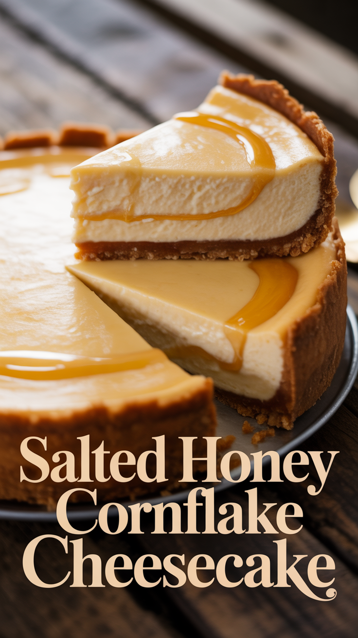 Serve this showstopper at your next family gathering or celebrate everyday moments with a dessert that feels both special and comforting. The Salted Honey Cornflake Cheesecake is destined to become a cherished staple in your home.