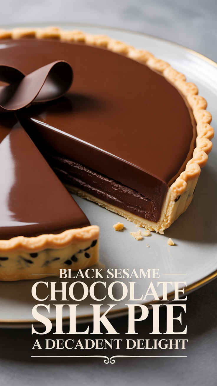 Indulge in a rich and creamy experience with this Black Sesame Chocolate Silk Pie, where the nutty depth of black sesame meets the luxurious smoothness of chocolate. Each bite offers a unique twist on a classic favorite that will leave your taste buds dancing.